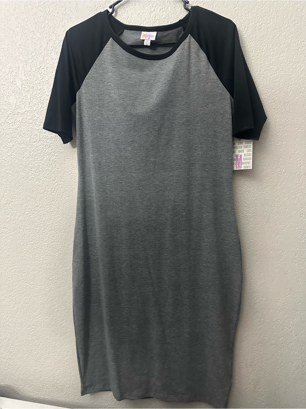 LuLaRoe Grey and Black Raglan Midi Dress